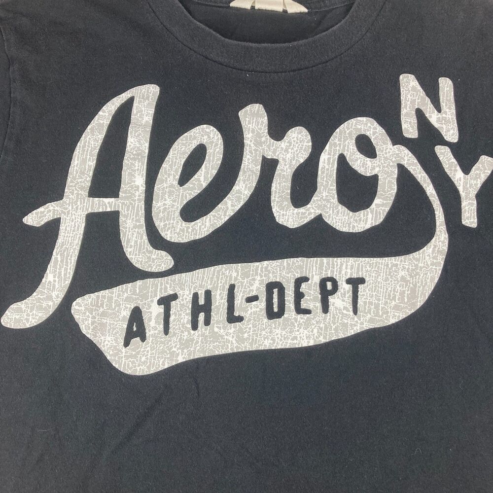 Aeropostale Shirt Mens L Black Logo Graphic Tee 2011 Distressed Spellout